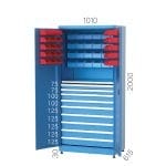 6920 – INDUSTRIAL CABINET WITH PEGBOARD AND 12 PLASTIC BINS