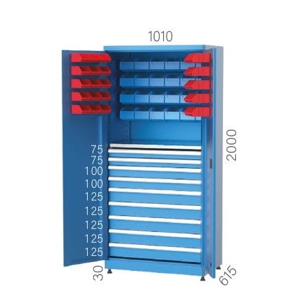 6911 – INDUSTRIAL CABINET WITH 9 DRAWERS AND 54 PLASTIC BINS
