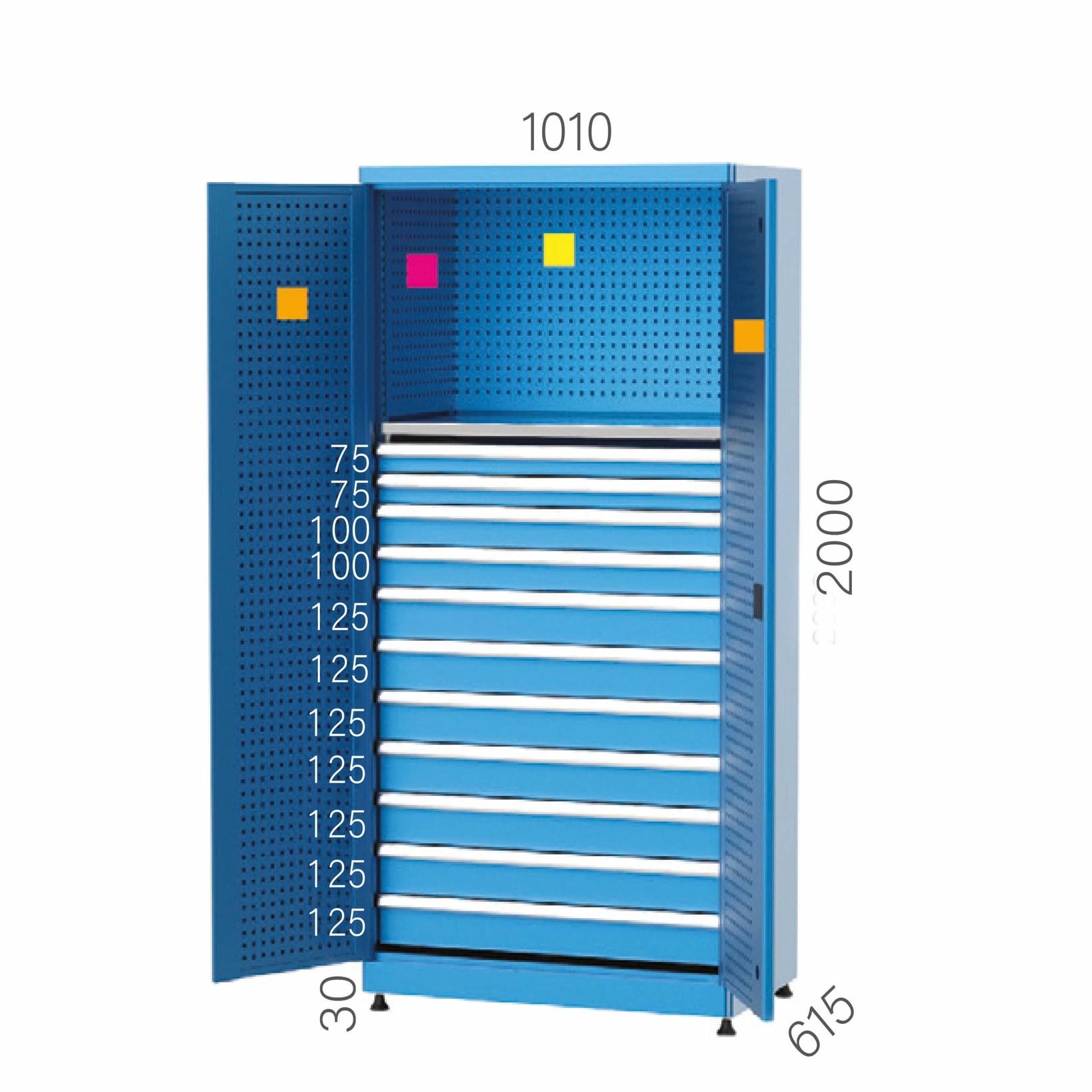 6925 – INDUSTRIAL CABINET WITH PEGBOARD AND 11 DRAWERS