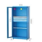 6935 – INDUSTRIAL CABINET WITH PLEXIGLASS DOOR PEGBOARD AND 11 DRAWERS