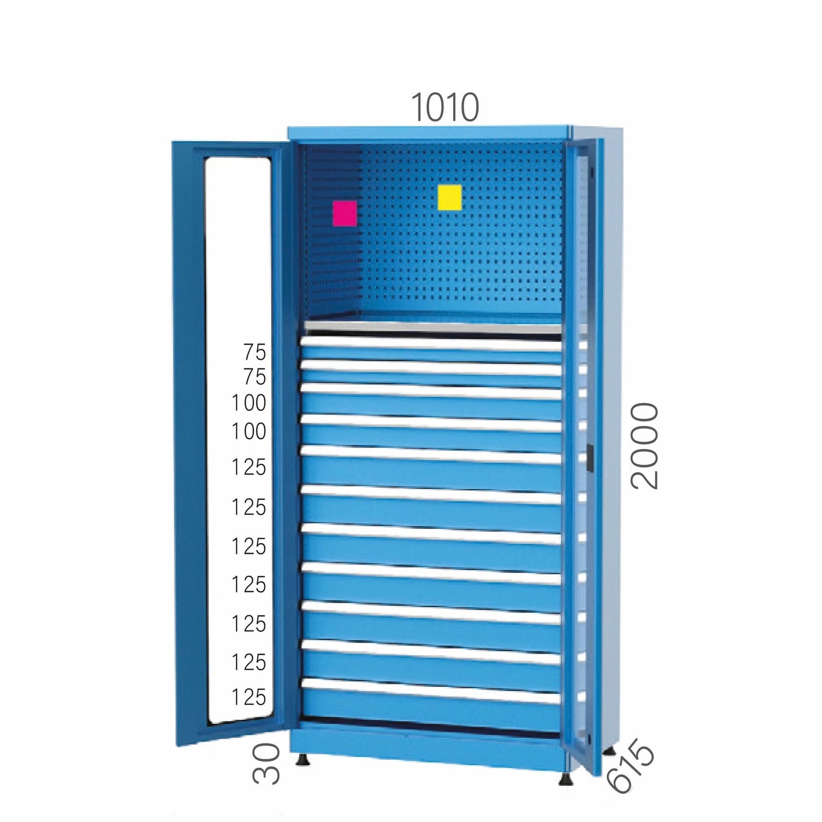 6935 – INDUSTRIAL CABINET WITH PLEXIGLASS DOOR PEGBOARD AND 11 DRAWERS 6935 – INDUSTRIAL CABINET WITH PLEXIGLASS DOOR PEGBOARD AND 11 DRAWERS