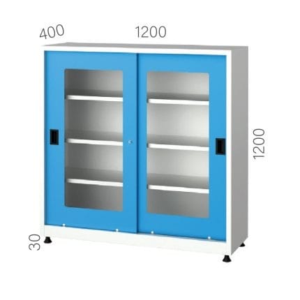 6565 – MATERIAL CABINET WITH PLEXIGLASS SLIDING DOOR AND 3 HEIGHT ADJUSTABLE SHELVES