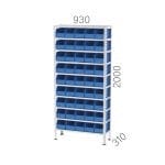 20940 – CLOSED SIDE GALVANIZED METAL SHELF UNIT WITH 9 SHELVES AND 15 DIVIDERS (930X310X2000MMH)