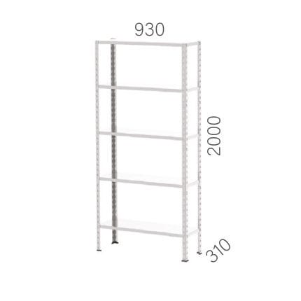 21931 – STARTING MODULE GALVANIZED METAL SHELF UNIT WITH 5 SHELVES (930X310X2000MMH)