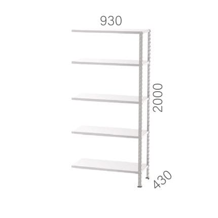 21943-1 – GALVANIZED METAL SHELF EXTENSION UNIT WITH 5 SHELVES (930X430X2000MMH)