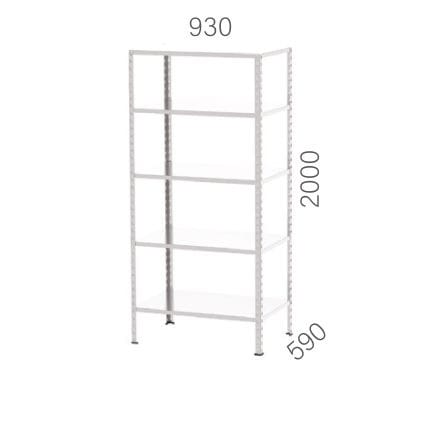 21959 – STARTING MODULE GALVANIZED METAL SHELF UNIT WITH 5 SHELVES (930X590X2000MMH)