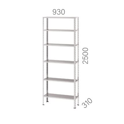 25931 – GALVANIZED METAL SHELF UNIT WITH 6 SHELVES (930X310X2500MMH)