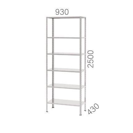 25943 – GALVANIZED METAL SHELF UNIT WITH 6 SHELVES (930X430X2500MMH)